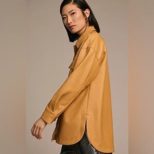 NWT Anthropologie Maeve Faux Leather Shirt Jacket M neutral color